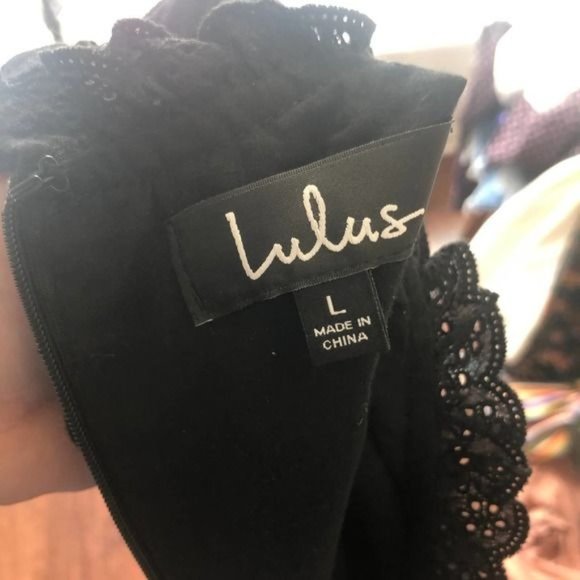 NWT Lulu's Black Eyelet Ruffled Smock Dress - Picture 7 of 8